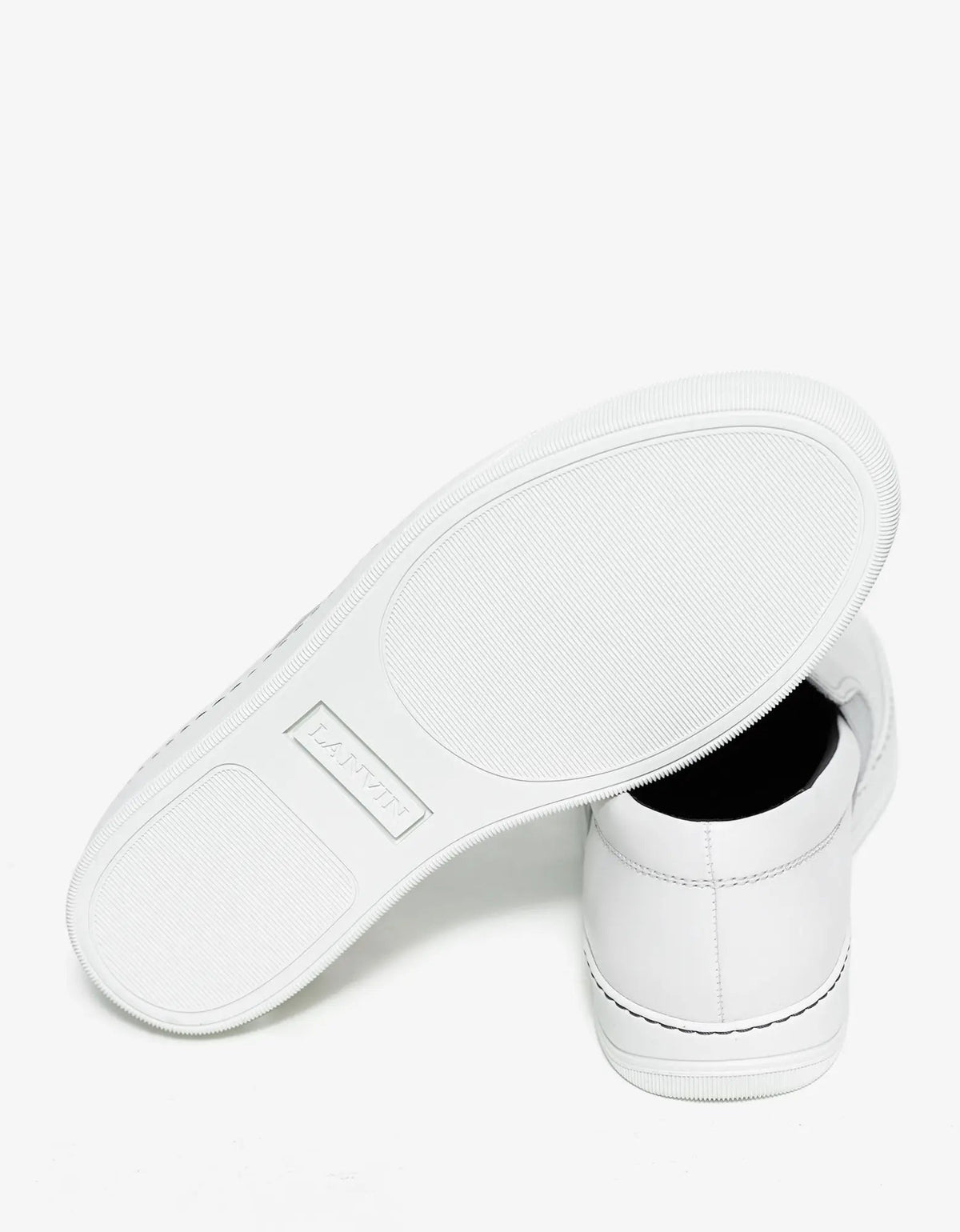 Lanvin Lanvin Aged White Leather Slip On Trainers