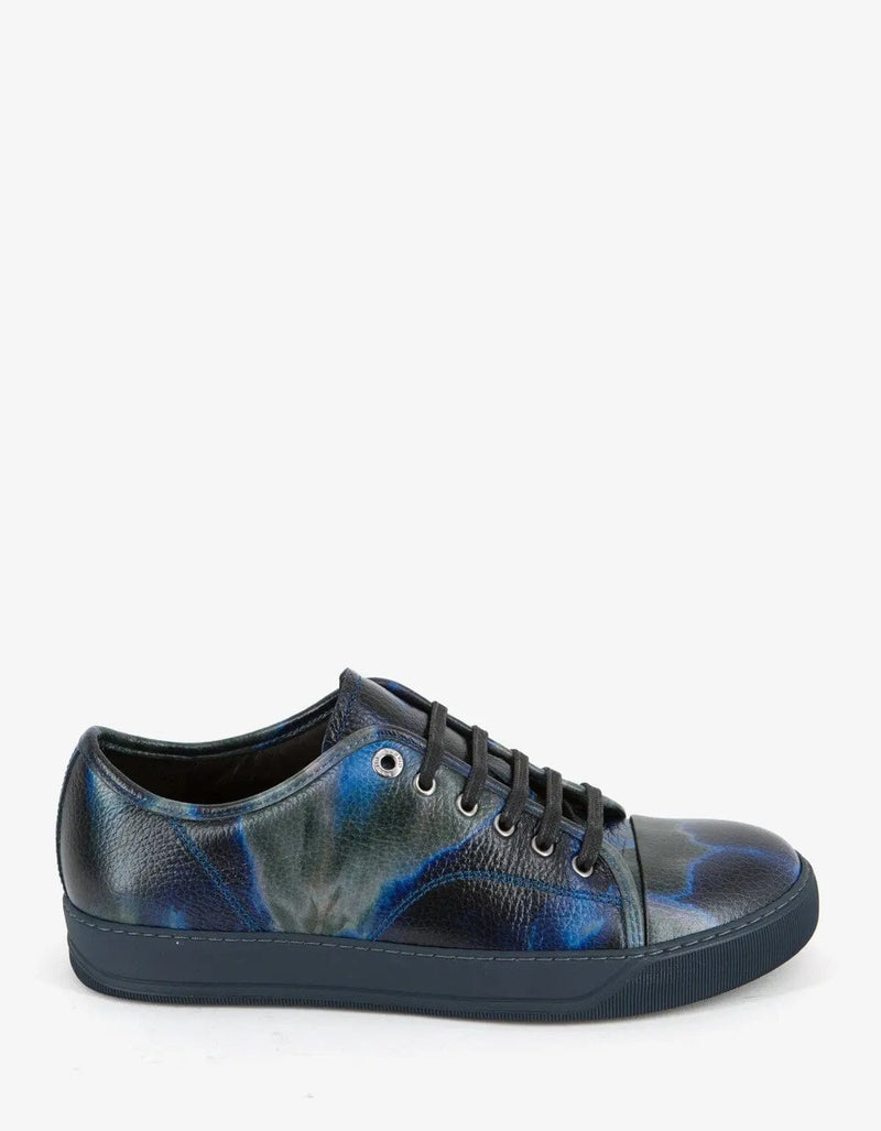 Lanvin Lanvin Blue Tye & Dye Print Leather Trainers