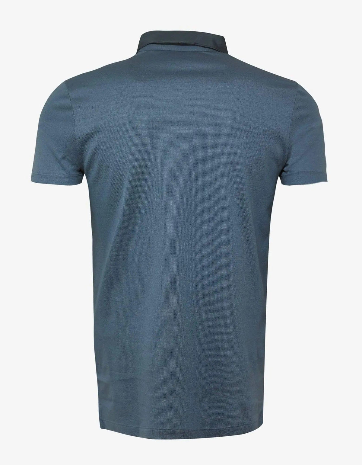 Lanvin Lanvin Metallic Blue Polo T-Shirt with Grosgrain Collar