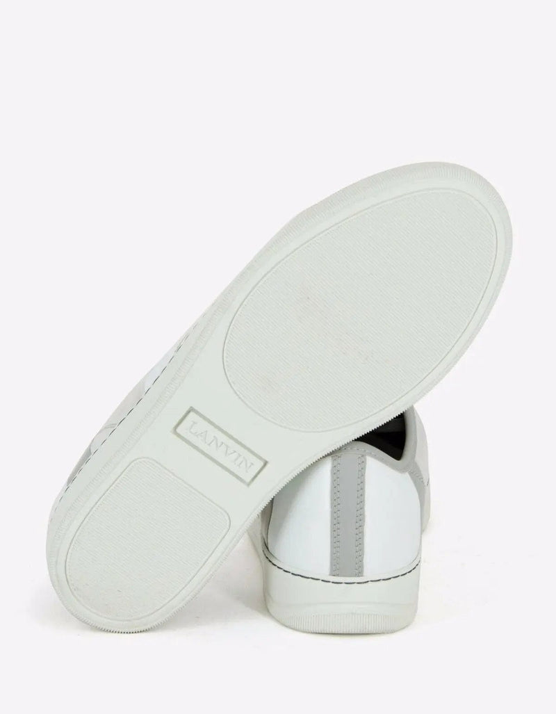 Lanvin Lanvin White Mixed Leather Striped Trainers