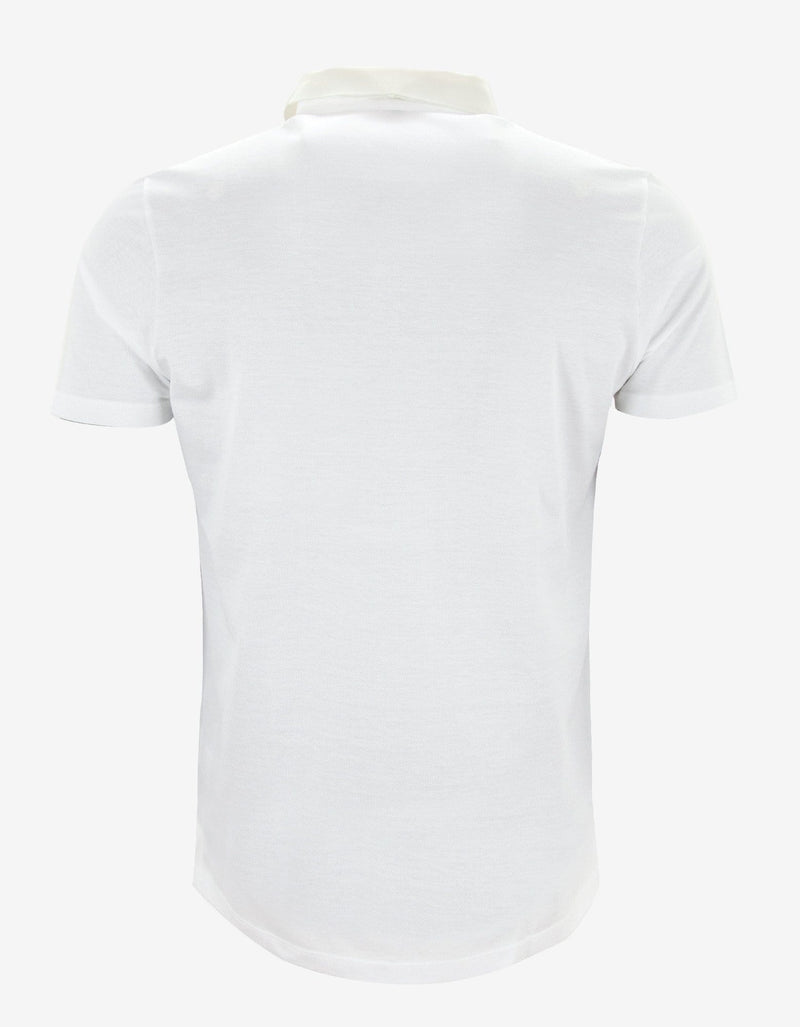 Lanvin White Slim Polo T-Shirt with Grosgrain Collar