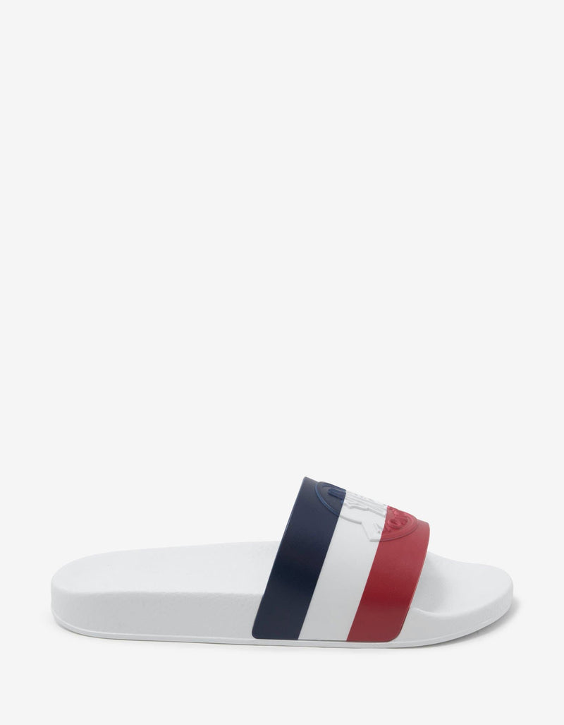 Basile White Tricolour Logo Slide Sandals