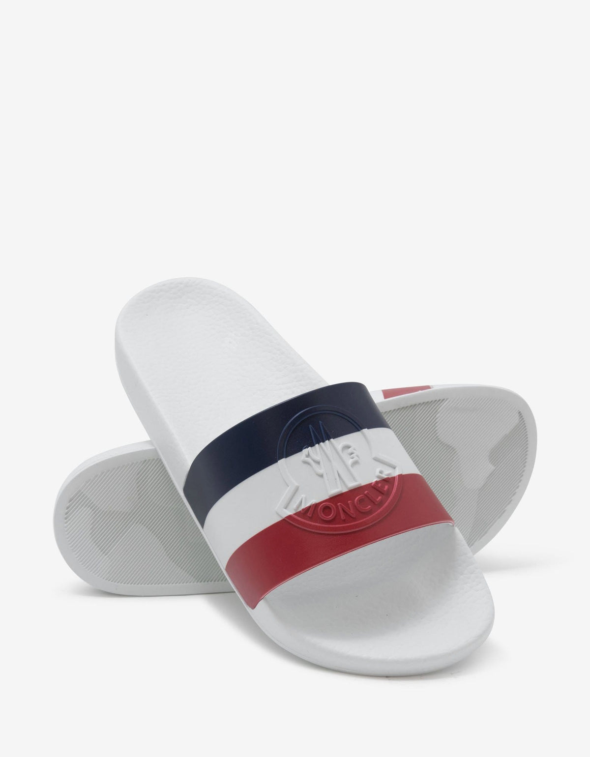 Basile White Tricolour Logo Slide Sandals