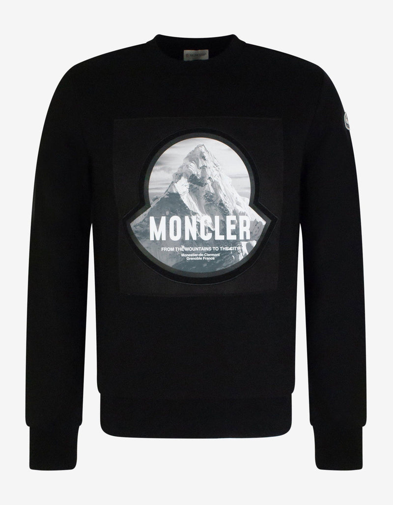 Moncler Black Mountain Print Logo Sweatshirt