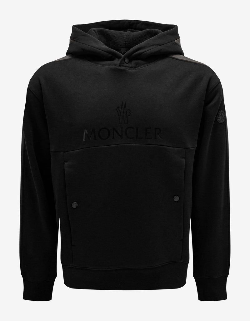 Moncler Black Panelled Logo Hoodie