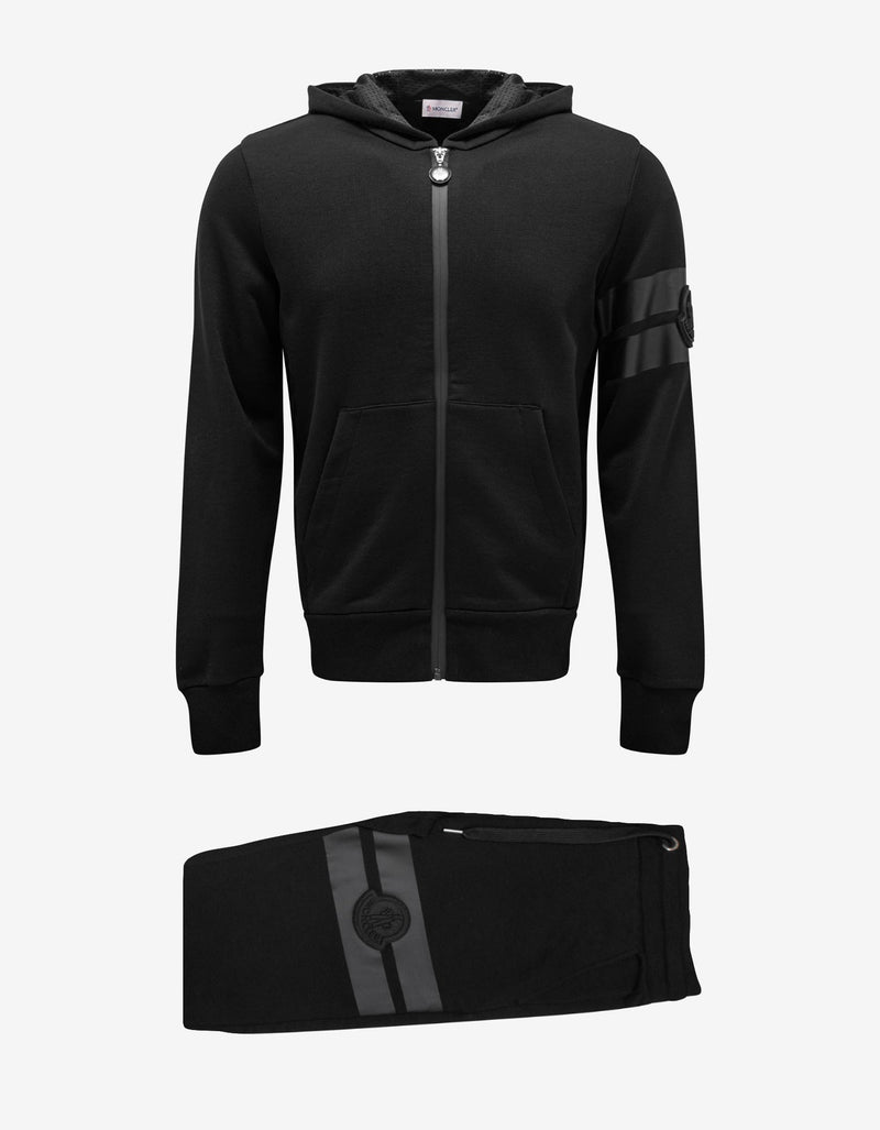 Moncler Black Tracksuit with Tonal Tapes