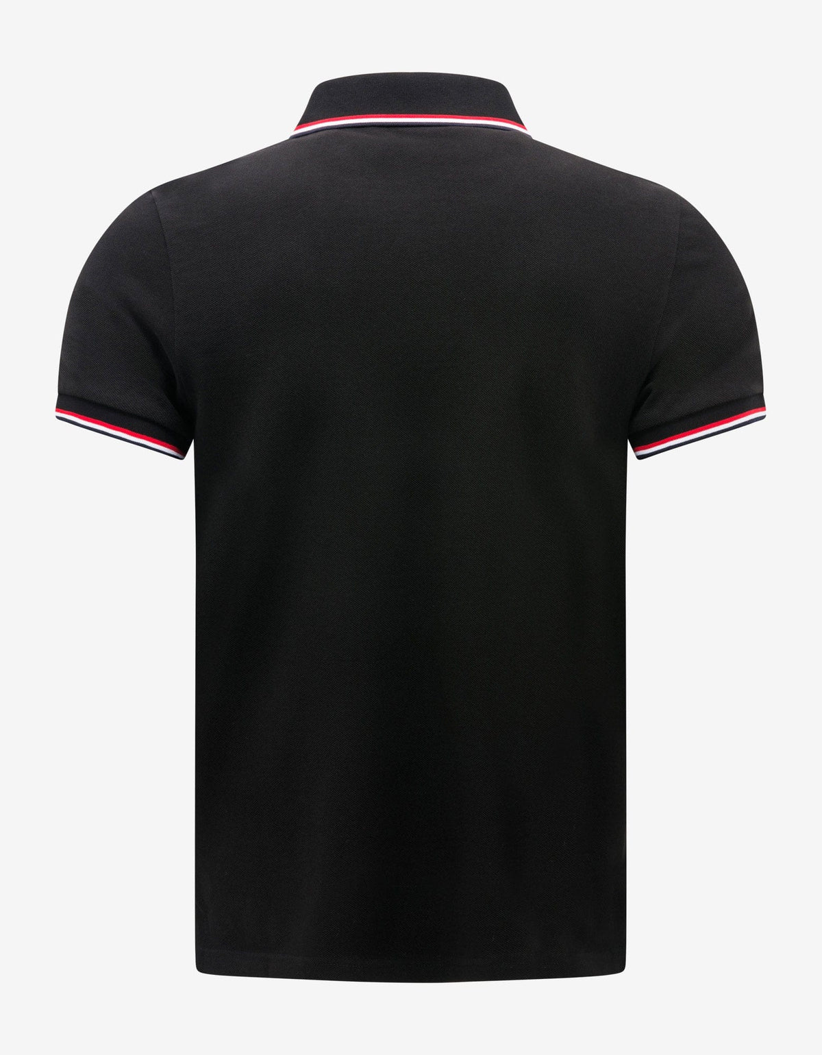 Moncler Black Tricolour Trim Polo T-Shirt