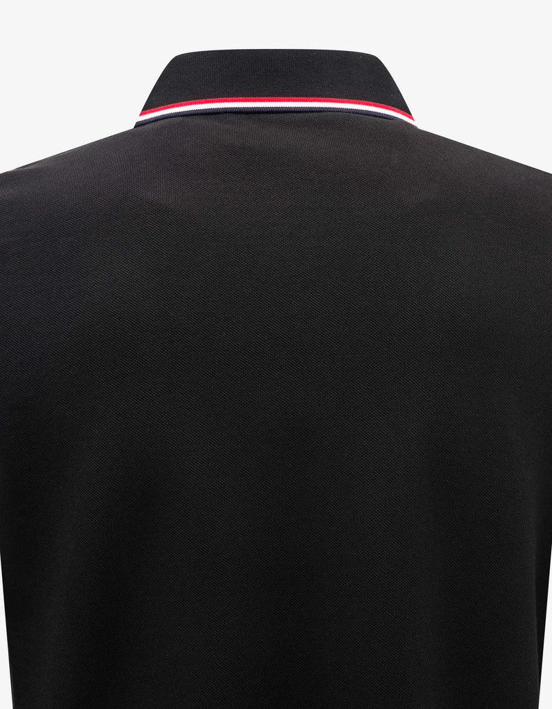 Moncler Black Tricolour Trim Polo T-Shirt