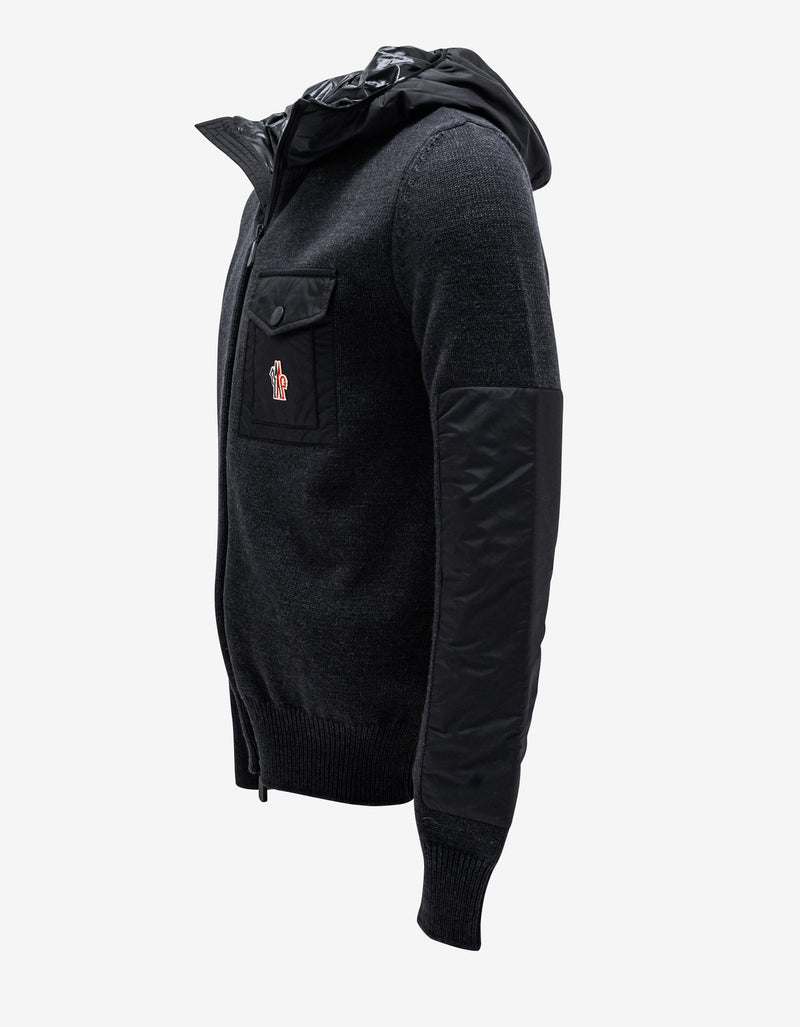 Moncler Grenoble Moncler Grenoble Dark Grey Nylon Panel Cardigan