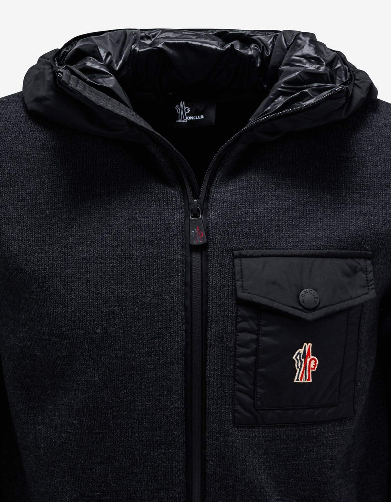 Moncler Grenoble Moncler Grenoble Dark Grey Nylon Panel Cardigan