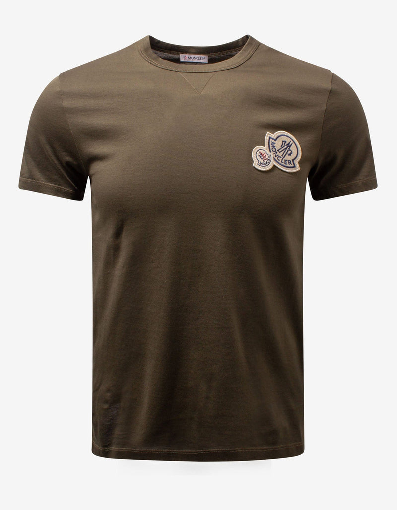 Moncler Khaki Double Logo T-Shirt