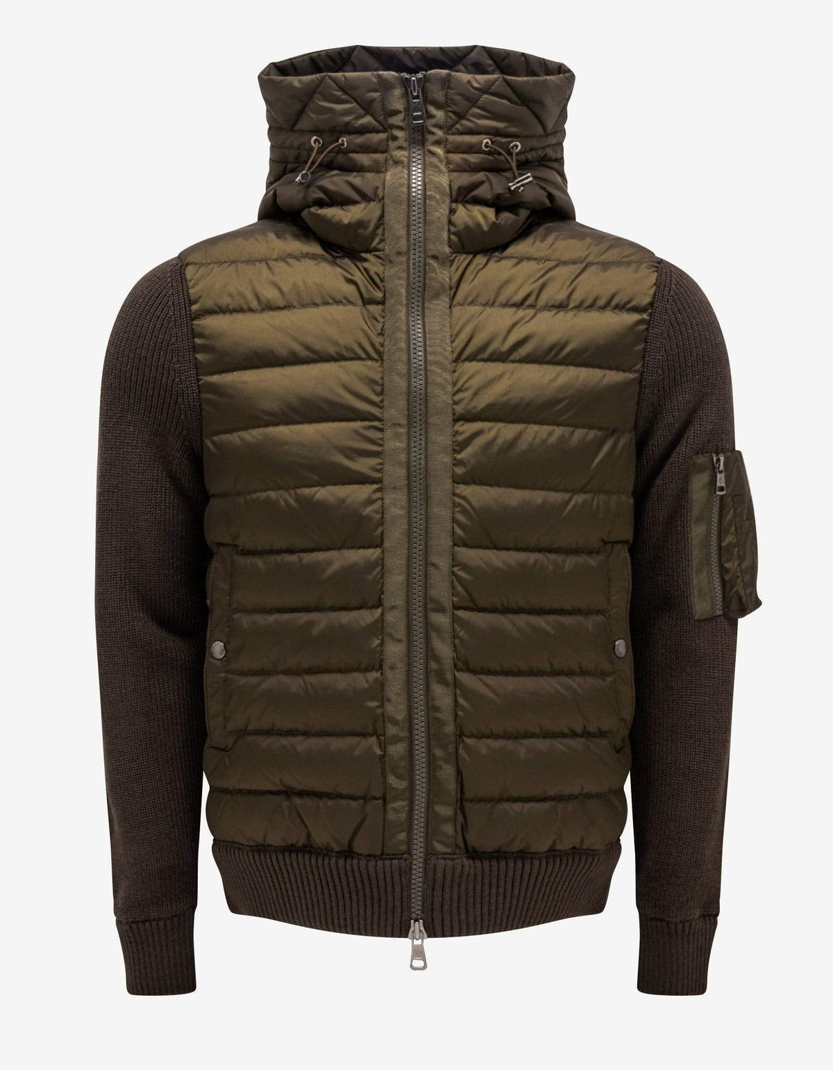 Moncler Khaki Nylon Front Hooded Cardigan