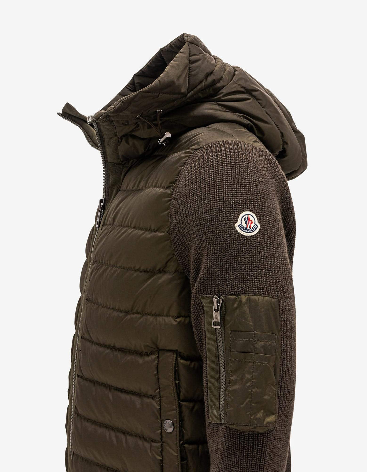 Moncler Khaki Nylon Front Hooded Cardigan