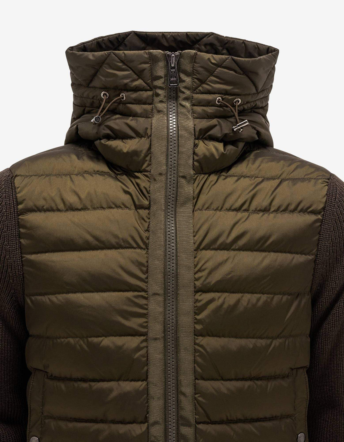 Moncler Khaki Nylon Front Hooded Cardigan