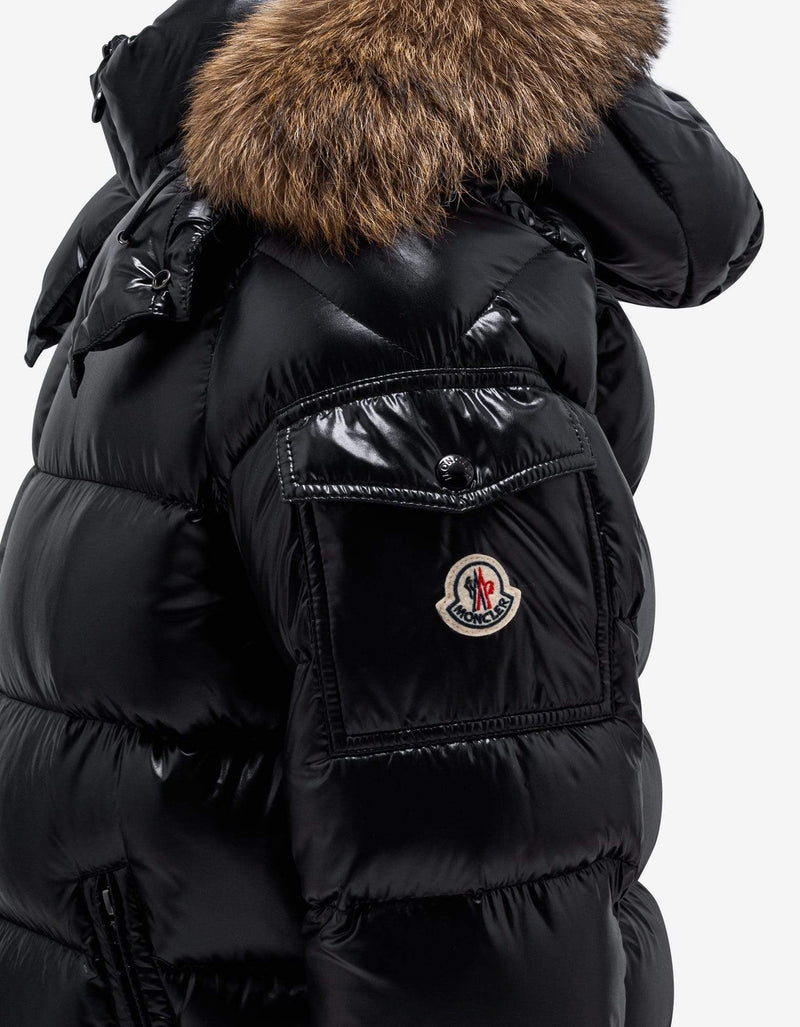 Moncler Maya Fur Black Nylon Down Jacket