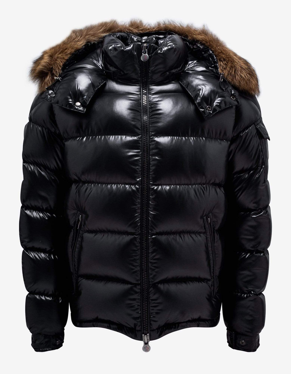 Moncler Maya Fur Black Nylon Down Jacket