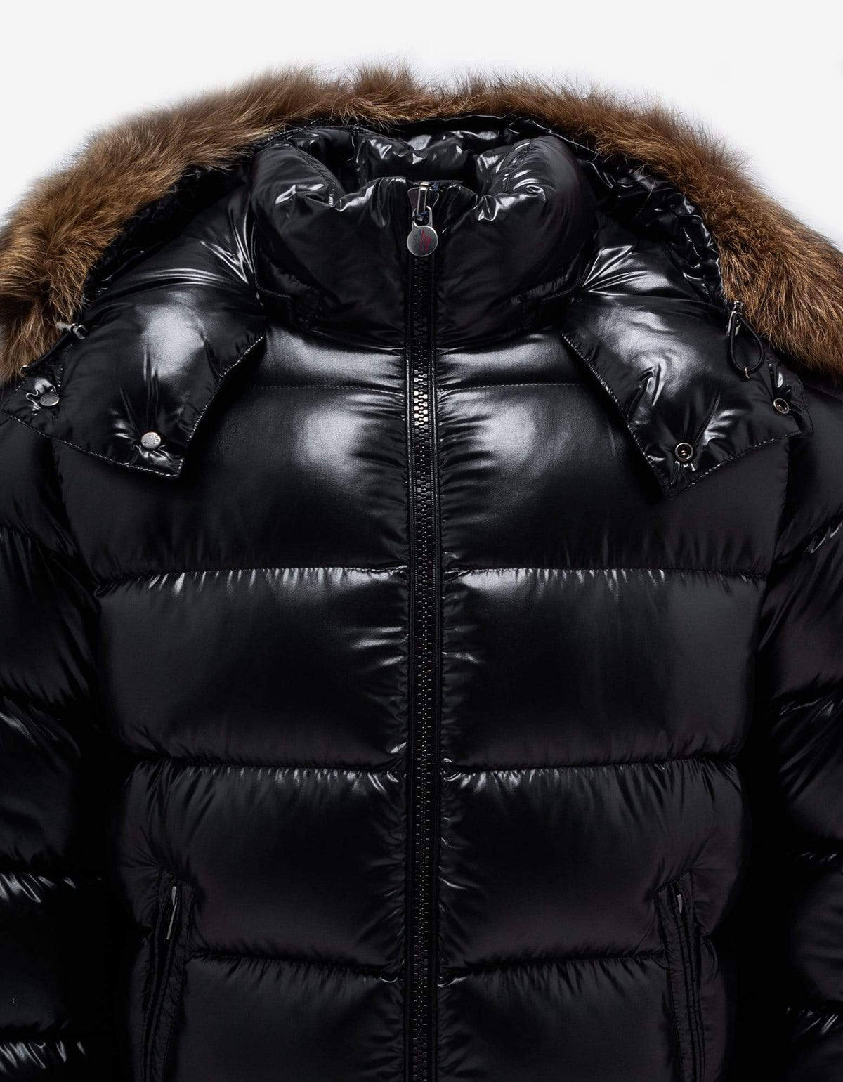 Moncler Maya Fur Black Nylon Down Jacket