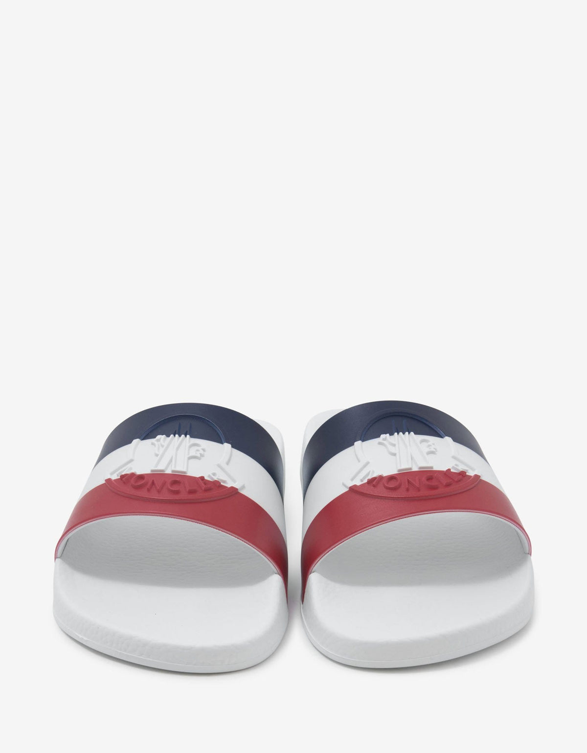 Moncler Moncler Basile White Tricolour Logo Slide Sandals