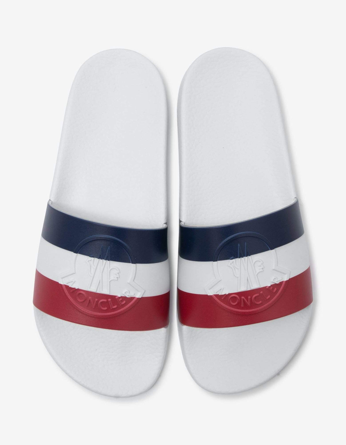 Moncler Moncler Basile White Tricolour Logo Slide Sandals