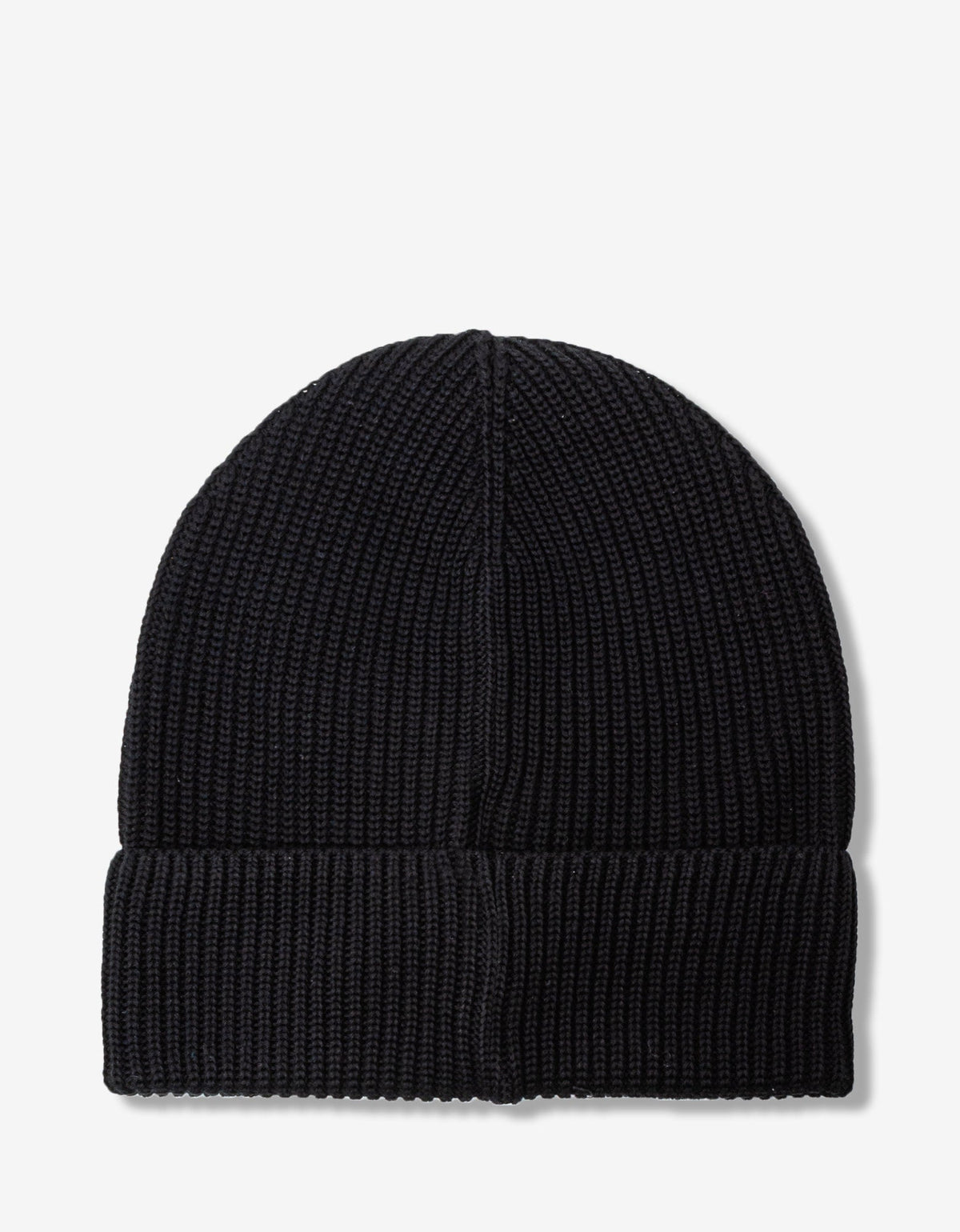 Moncler Moncler Black Ribbed Logo Beanie Hat