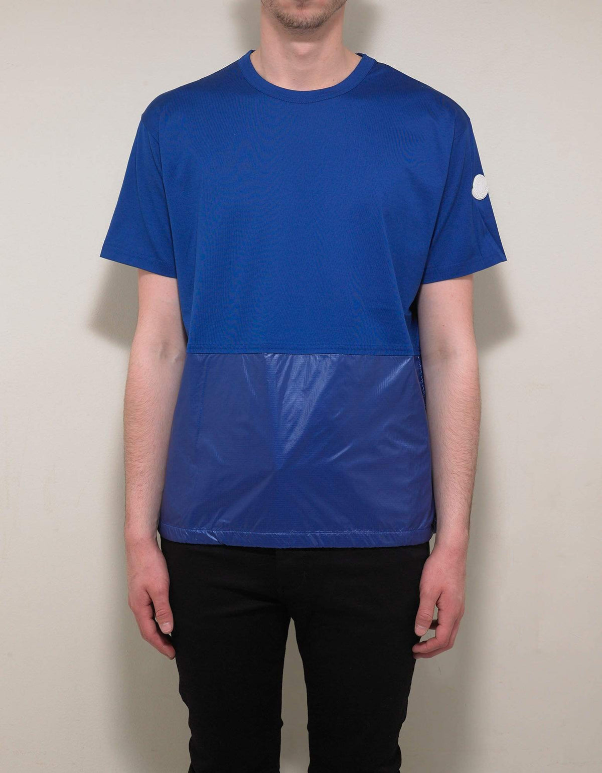 Moncler Moncler Blue Nylon Panel T-Shirt