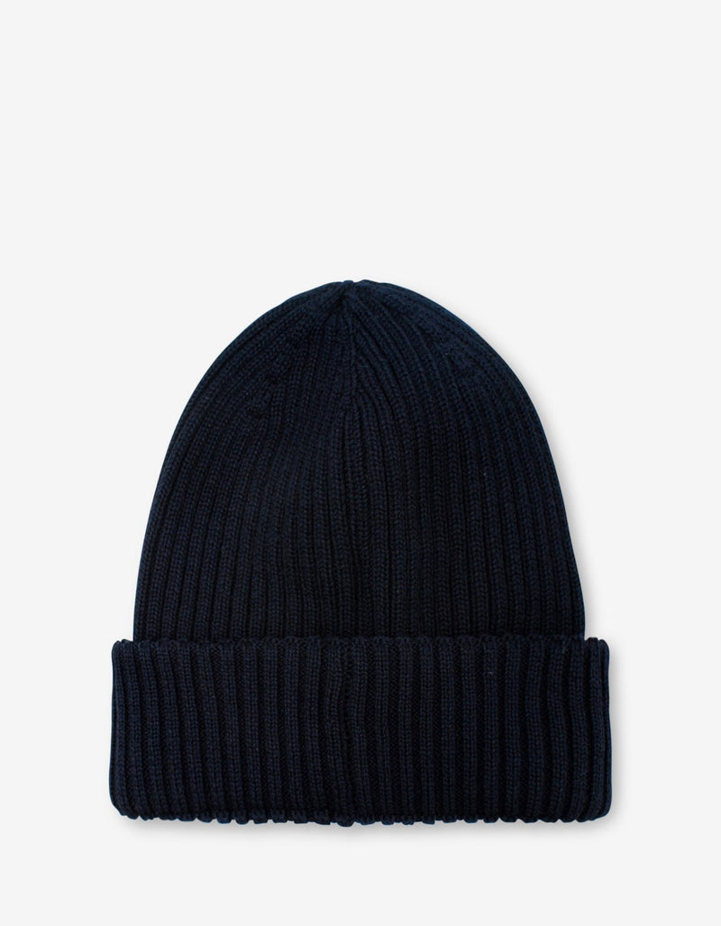 Moncler Navy Blue Logo Beanie Hat