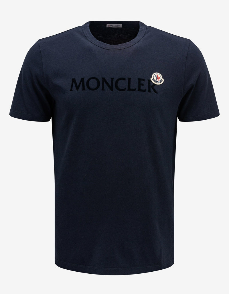 Moncler Navy Blue Logo Lettering T-Shirt