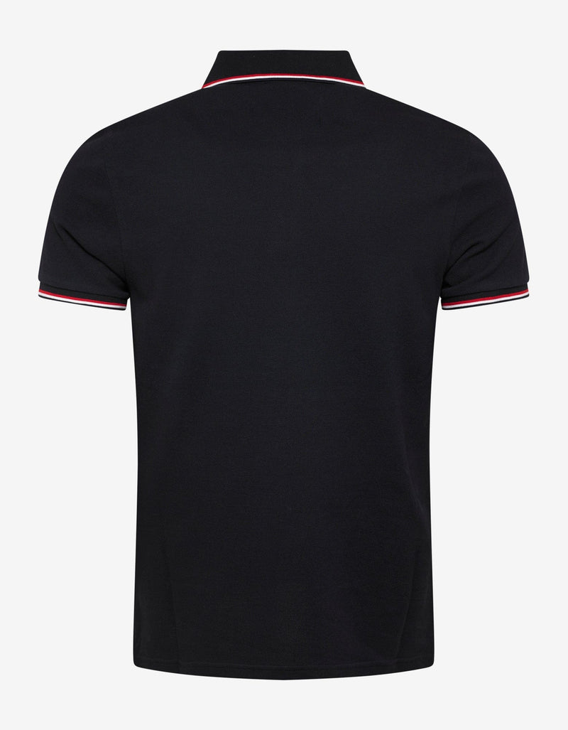 Moncler Navy Blue Tricolour Trim Polo T-Shirt