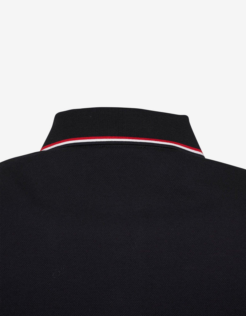 Moncler Navy Blue Tricolour Trim Polo T-Shirt