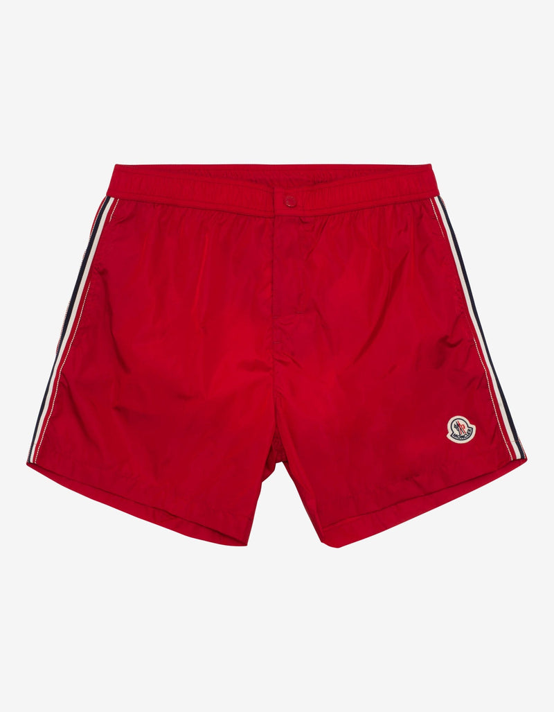 Moncler Red Tricolour Seam Swim Shorts