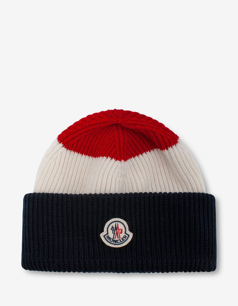 Moncler Tricolour Logo Beanie Hat