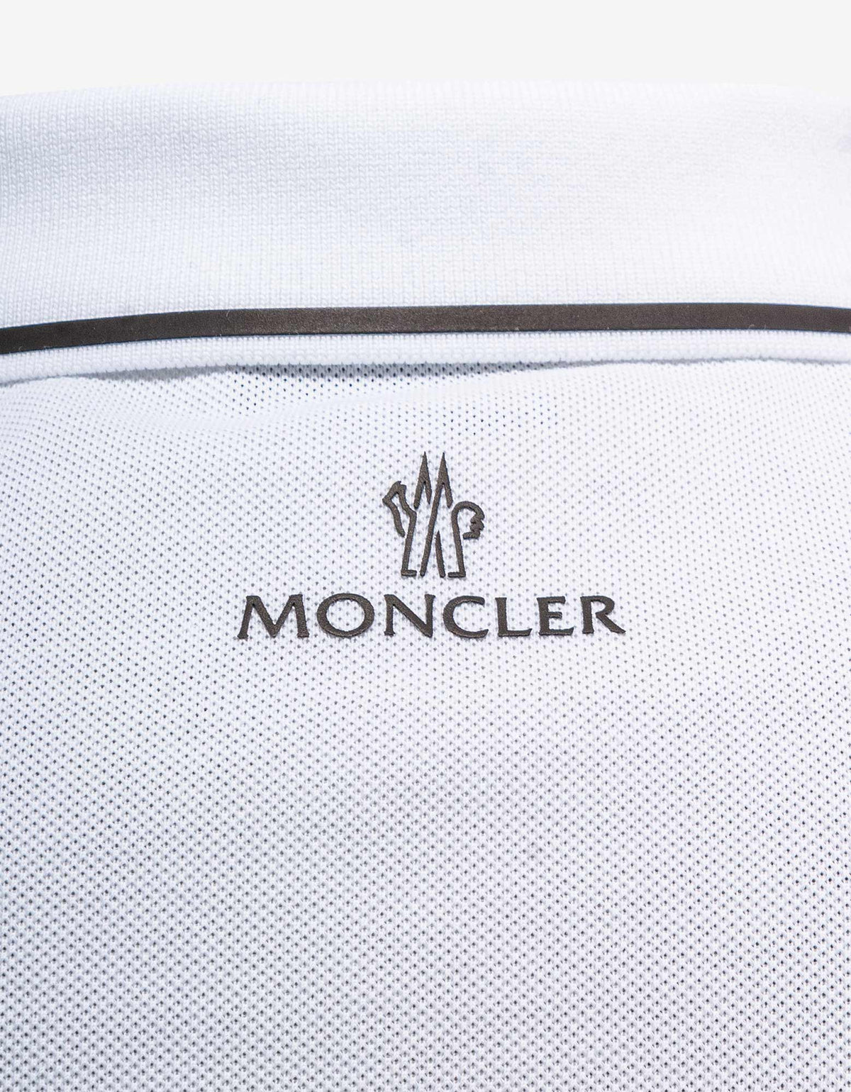 Moncler White Logo Patch Polo T-Shirt