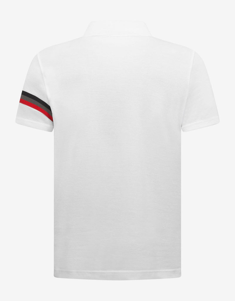 Moncler White Tricolour Sleeve Polo T-Shirt