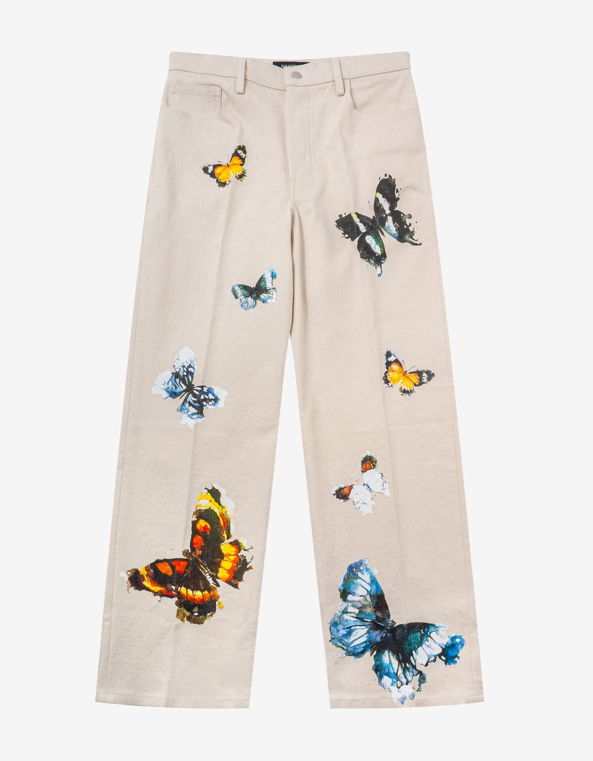 Nahmias Beige Butterfly Baggy Jeans