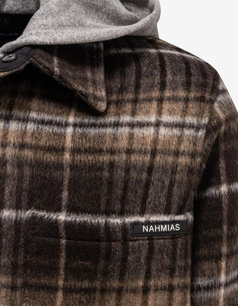 Nahmias Brown Hooded Flannel Shirt