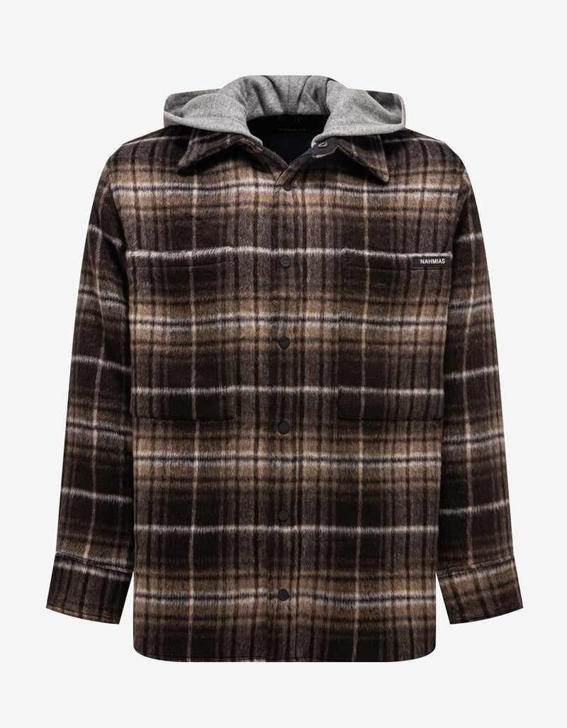 Nahmias Brown Hooded Flannel Shirt