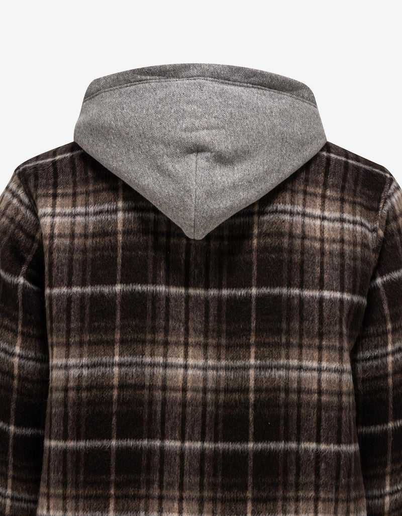 Nahmias Brown Hooded Flannel Shirt