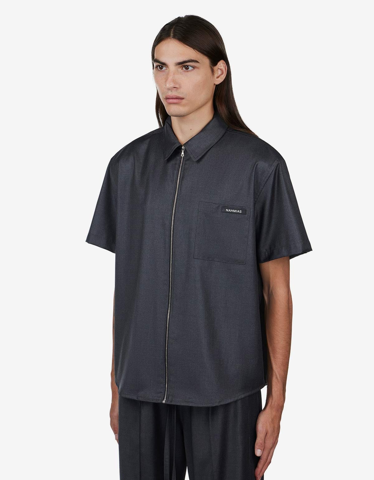 Nahmias Nahmias Grey Short Sleeve Zip Shirt