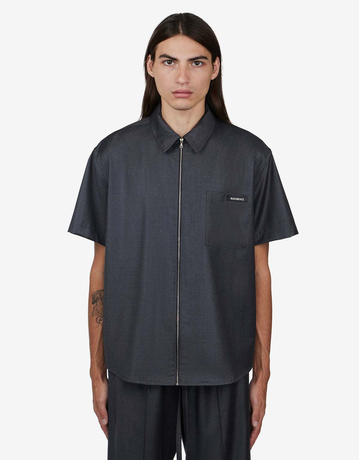 Nahmias Nahmias Grey Short Sleeve Zip Shirt