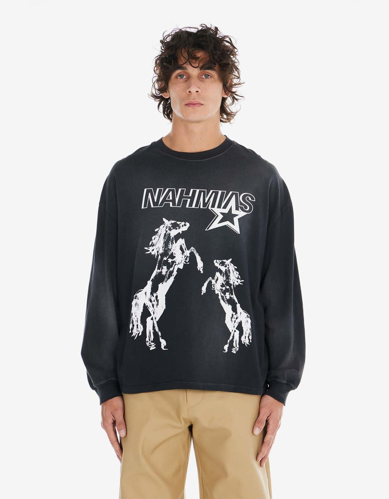 Nahmias Sunfade Black Horses L/S T-Shirt