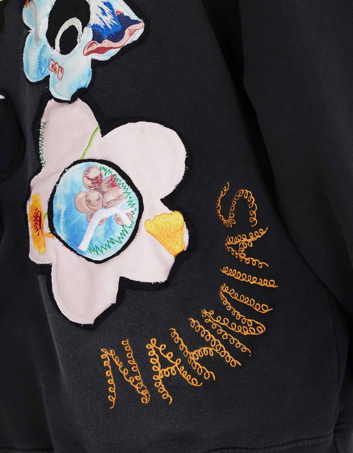 Nahmias Sunfade Black Silk Flower Hoodie