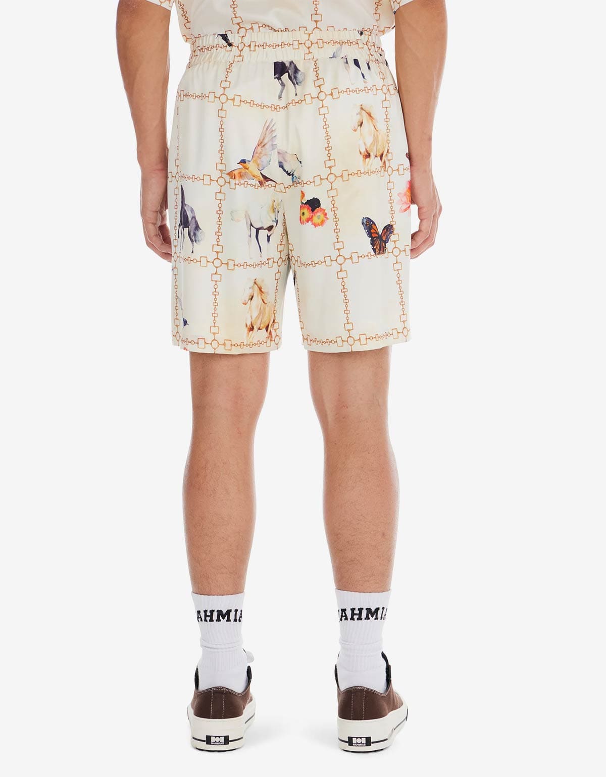 Nahmias White Wildlife Silk Shorts