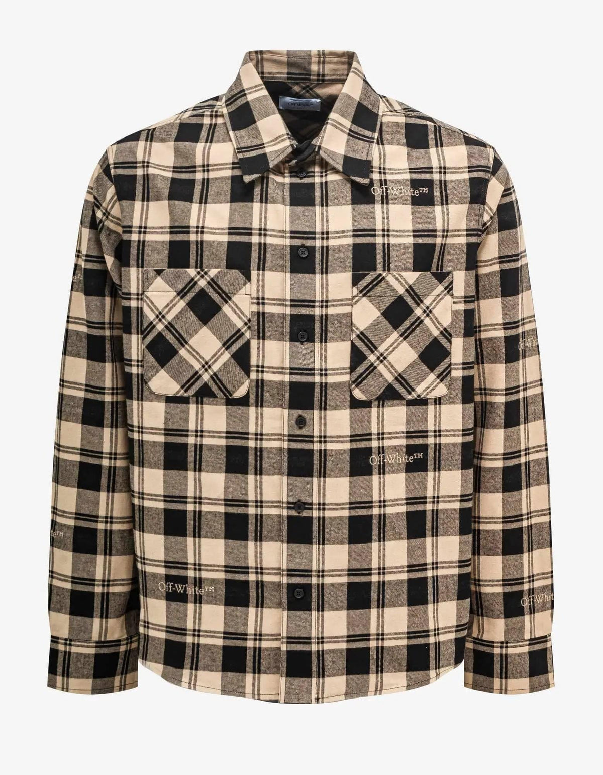 Off-White Beige & Black Check Flannel Shirt