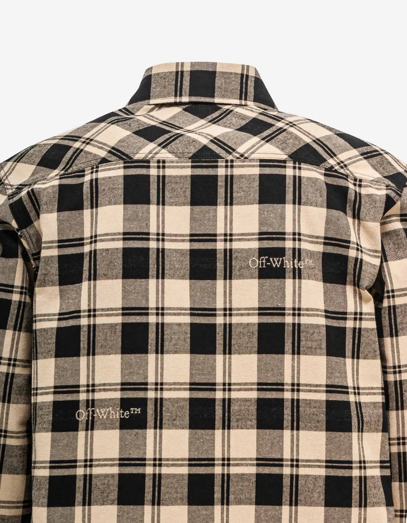 Off-White Beige & Black Check Flannel Shirt