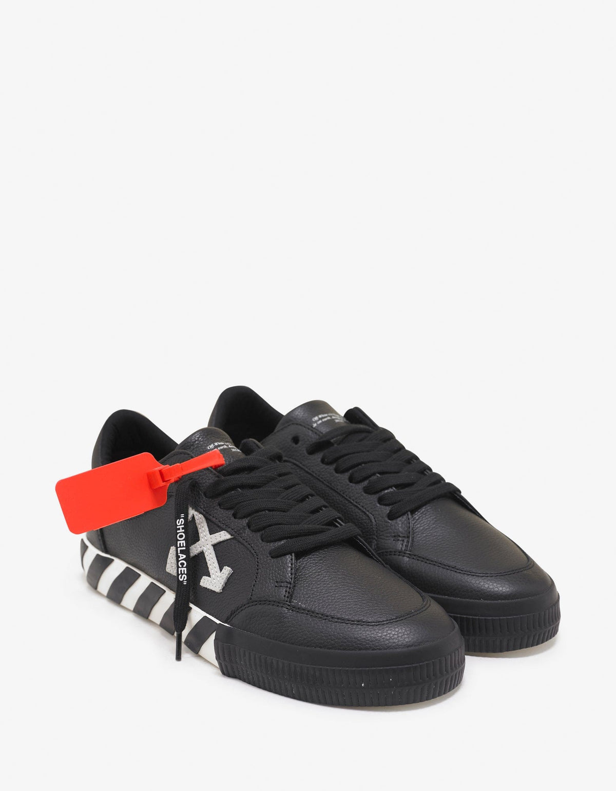 Off-White Black Grain Leather Low Vulcanized Trainers