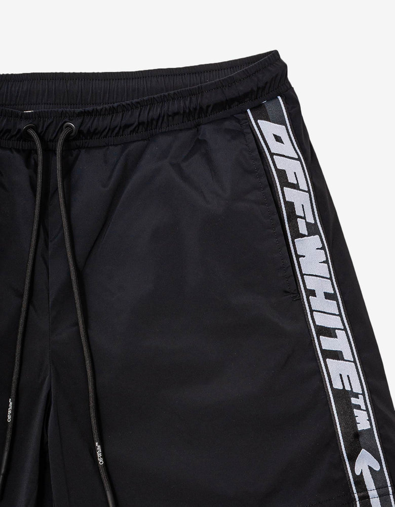 Off-White Black Logo Band Swim Shorts