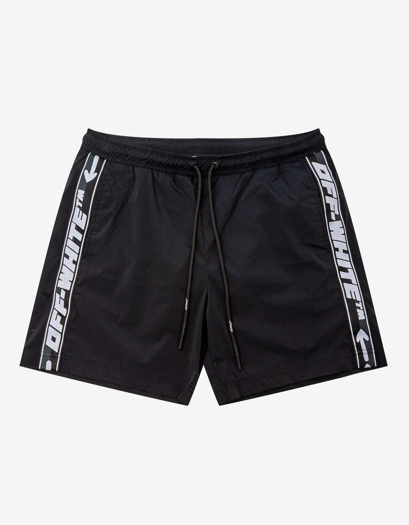 Off-White Black Logo Band Swim Shorts