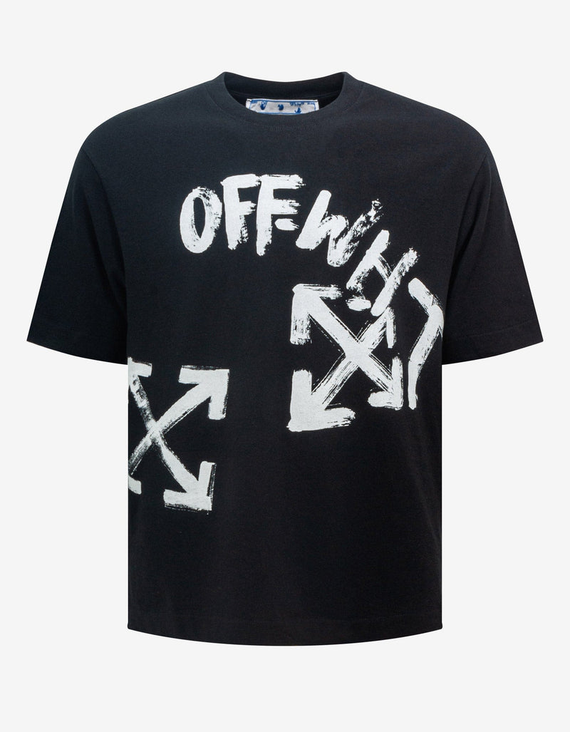 Off-White Black Paint Script Oversized Skate T-Shirt