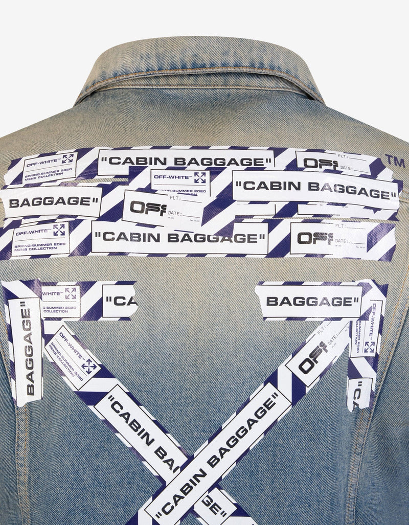 Off-White Blue Airport Tape Arrows Print Denim Jacket