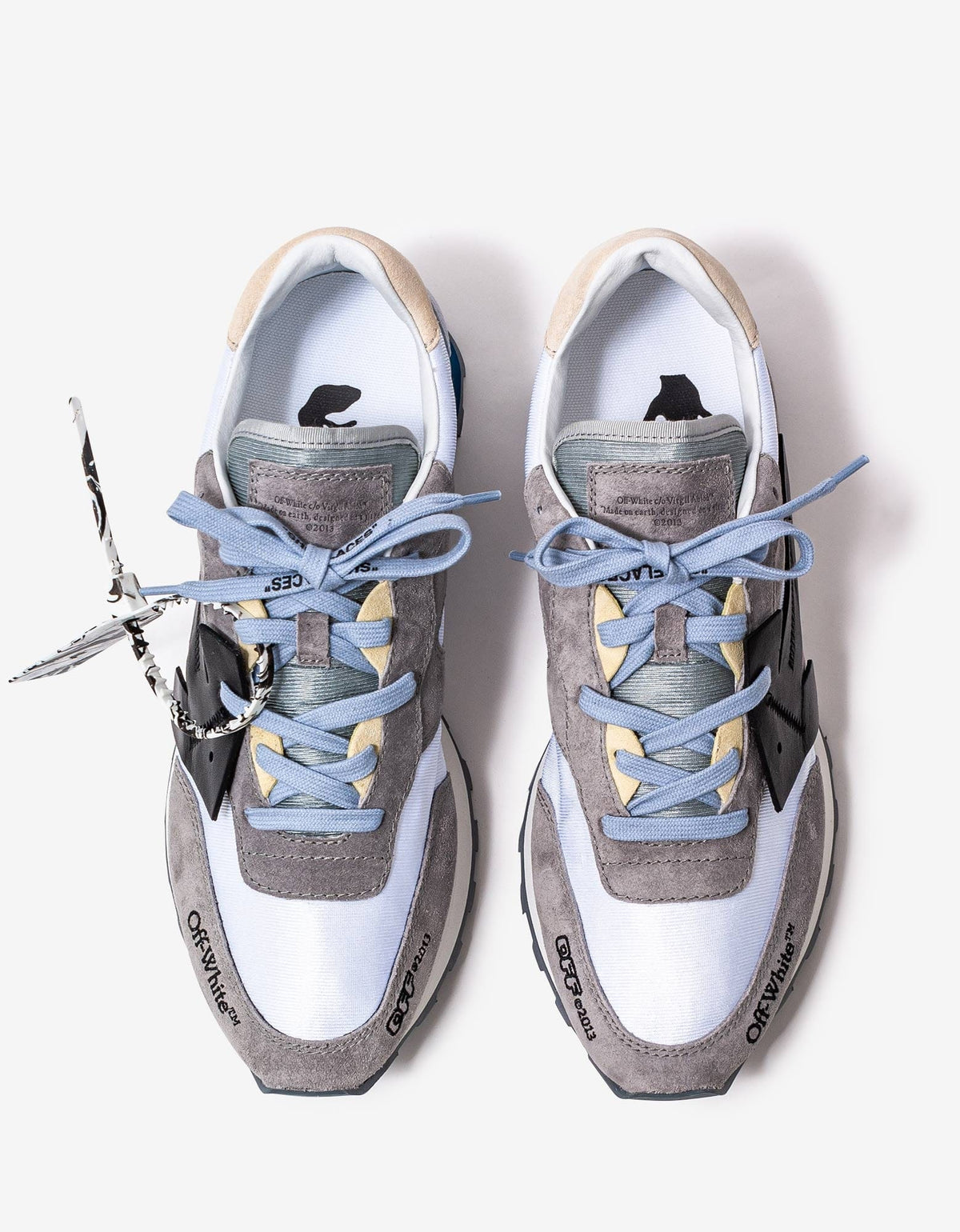 Off-White Grey & Black Runner Mixed Leather Trainers